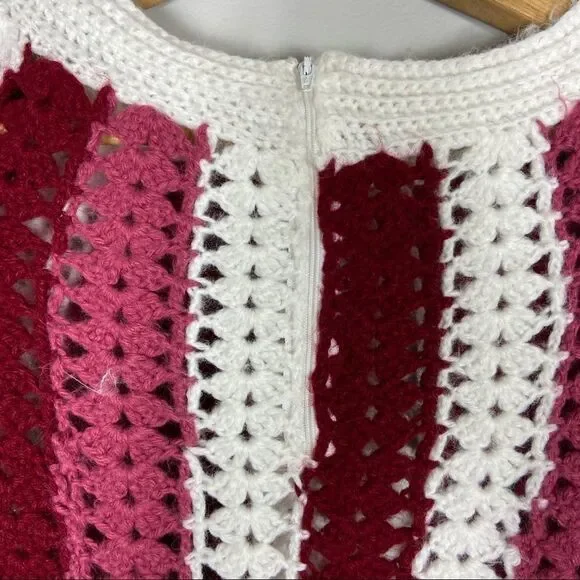 VINTAGE striped crochet mini sweater dress long sleeve - Picture 6 of 7